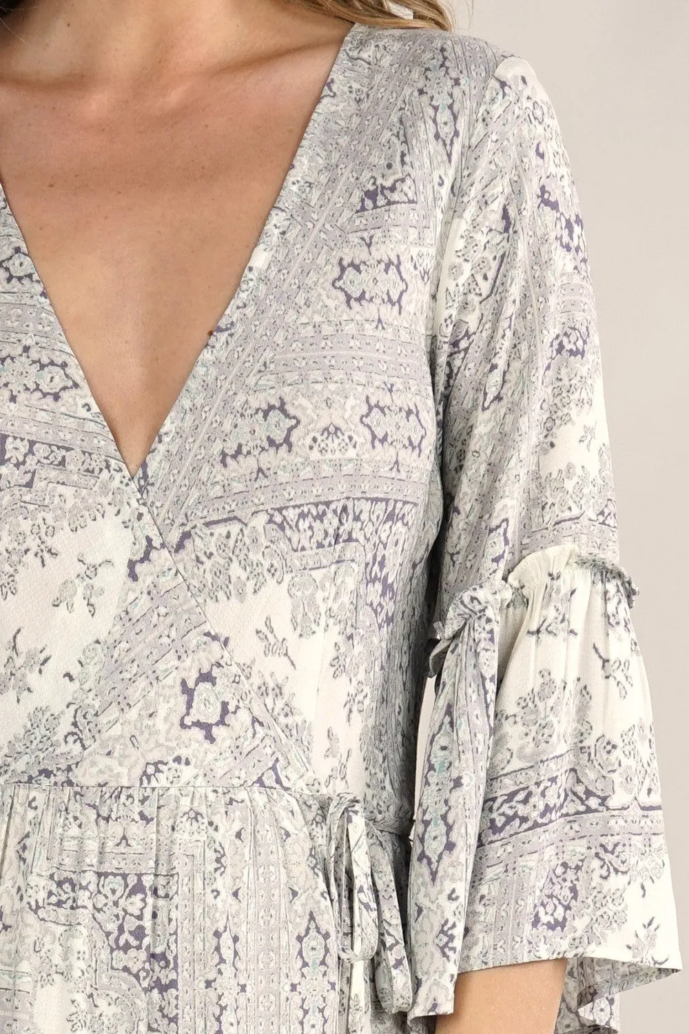 Scarf Printed Mini Wrap Dress