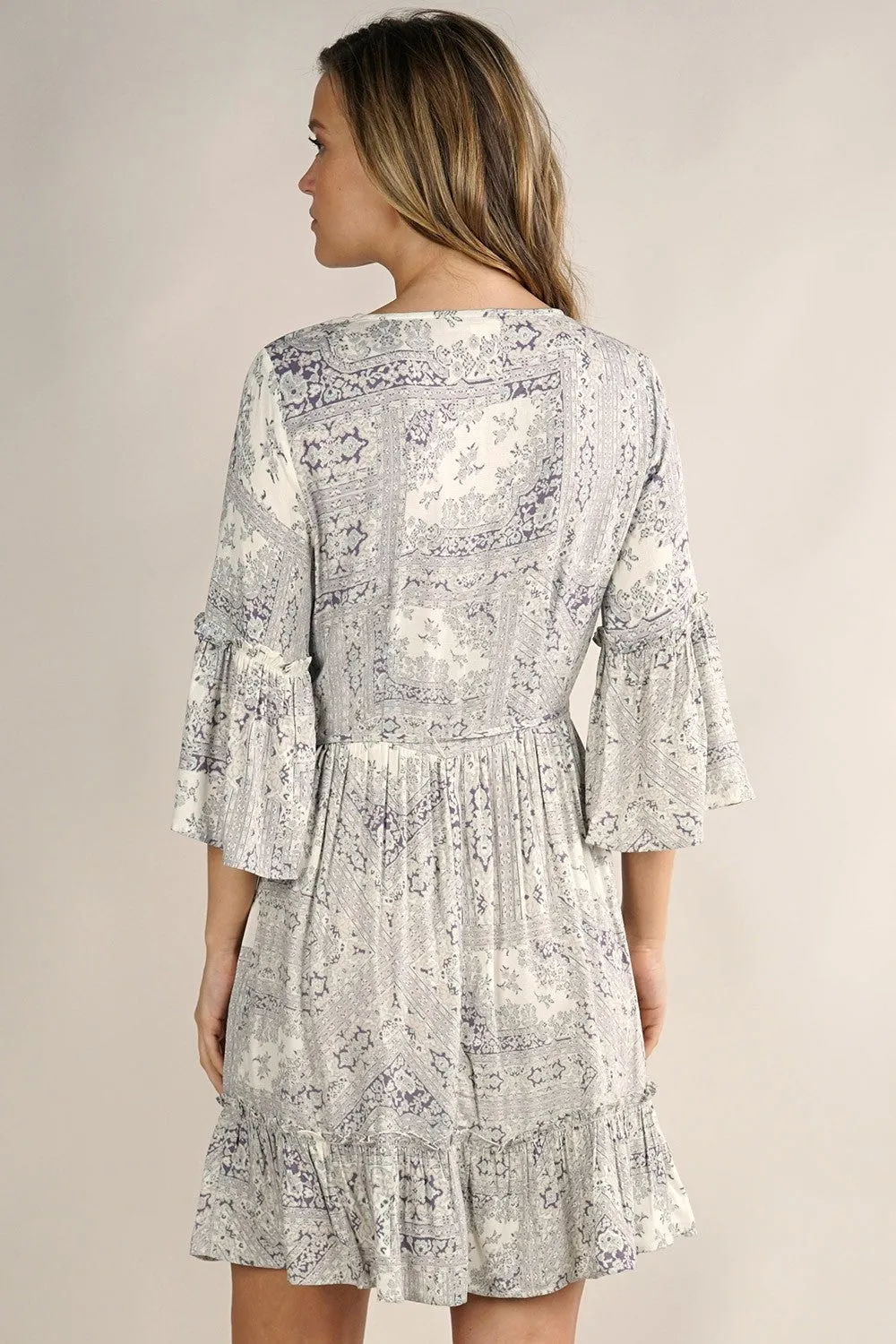 Scarf Printed Mini Wrap Dress