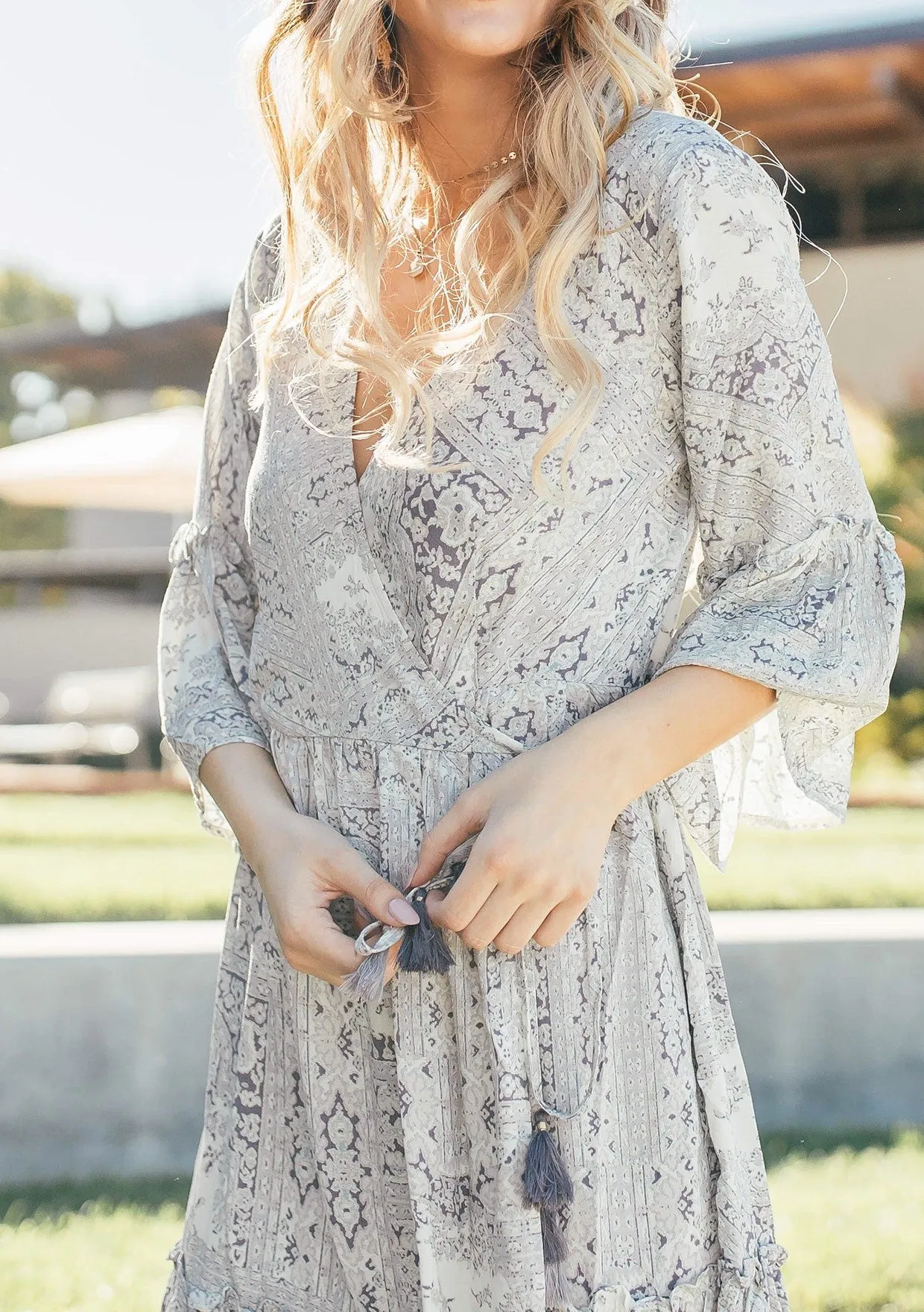 Scarf Printed Mini Wrap Dress