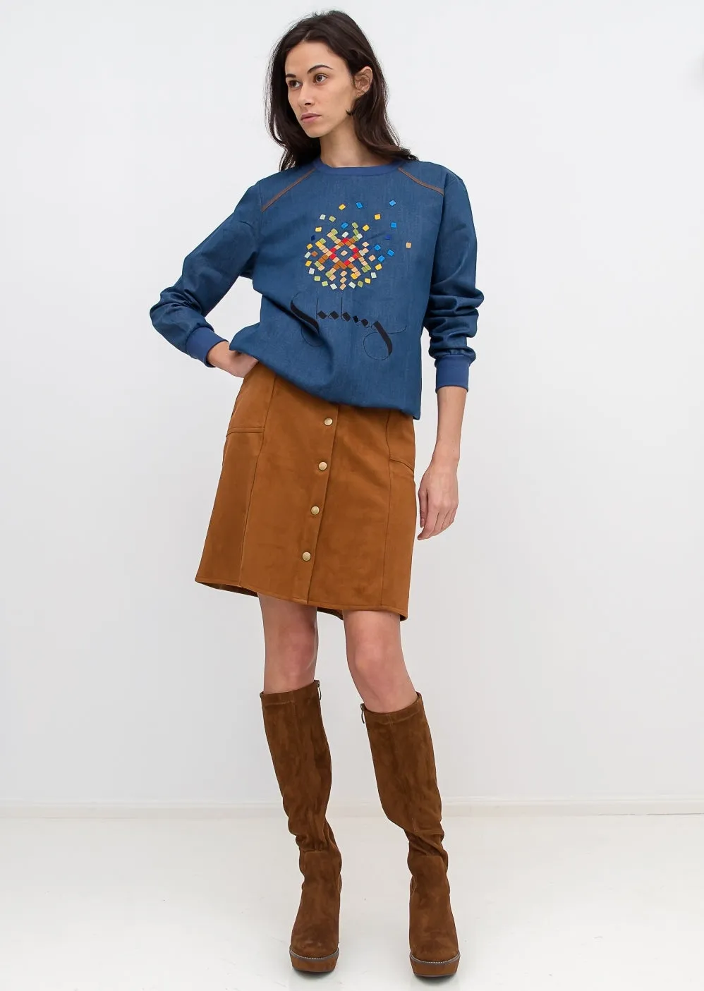 Shabeeg denim sweatshirt with coloured logo