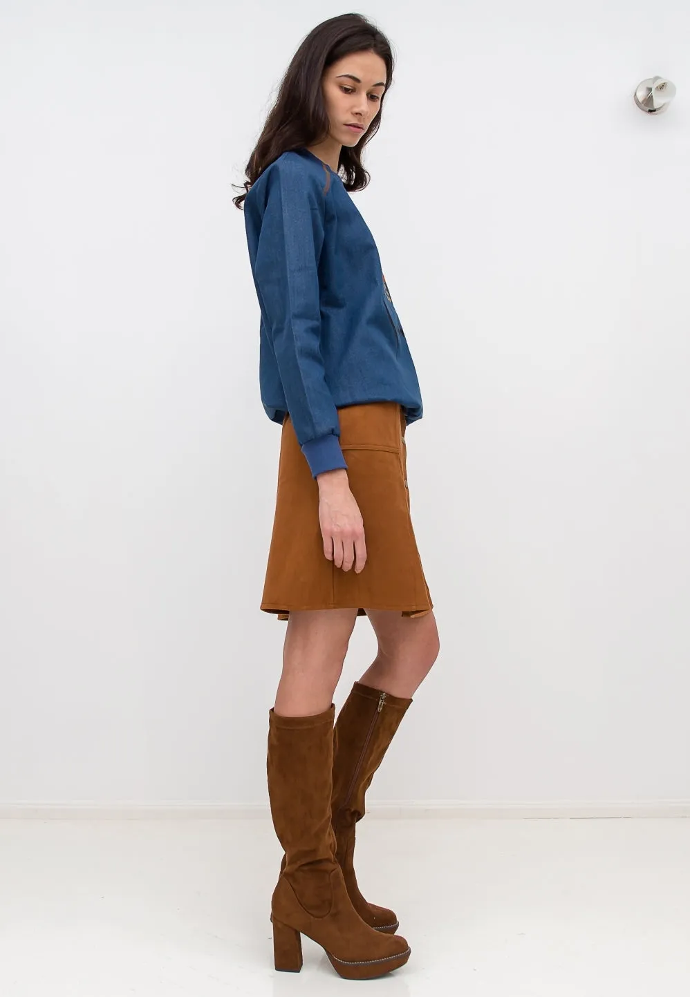 Shabeeg denim sweatshirt with coloured logo