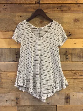 Sharon Grey Striped Knit Top
