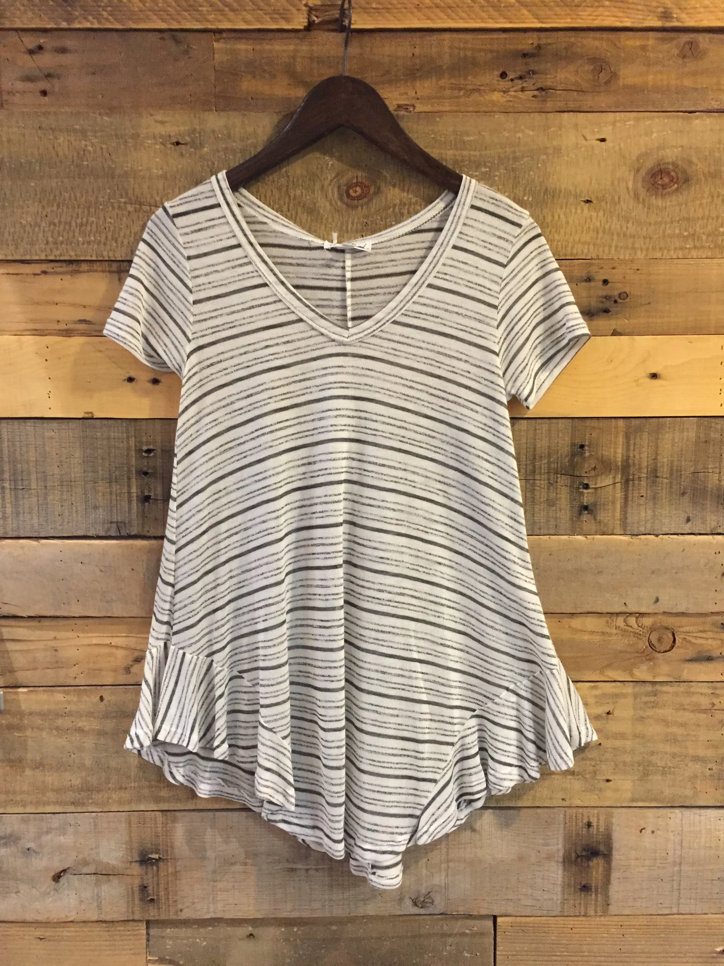 Sharon Grey Striped Knit Top