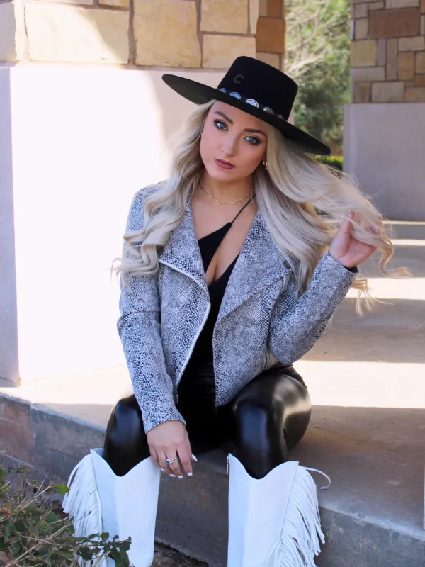 Slytherin Suede Biker Jacket, Snake Skin