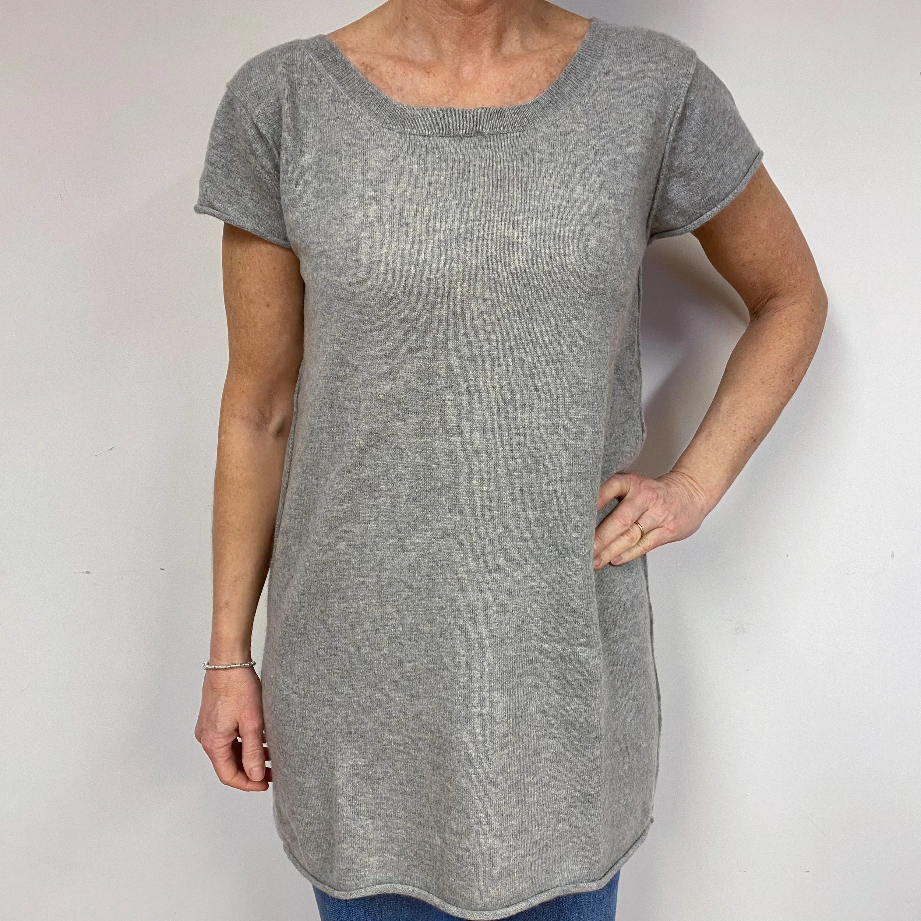 Smoke Grey Cashmere Short Sleeved Tunic Medium