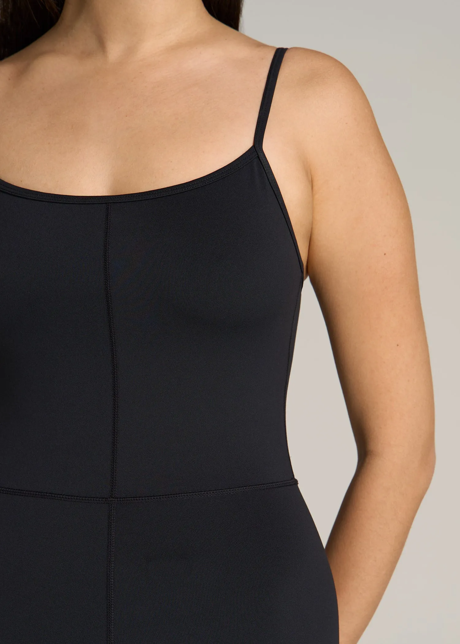 Spaghetti Strap Flare Tall Women's Jumpsuit in Black