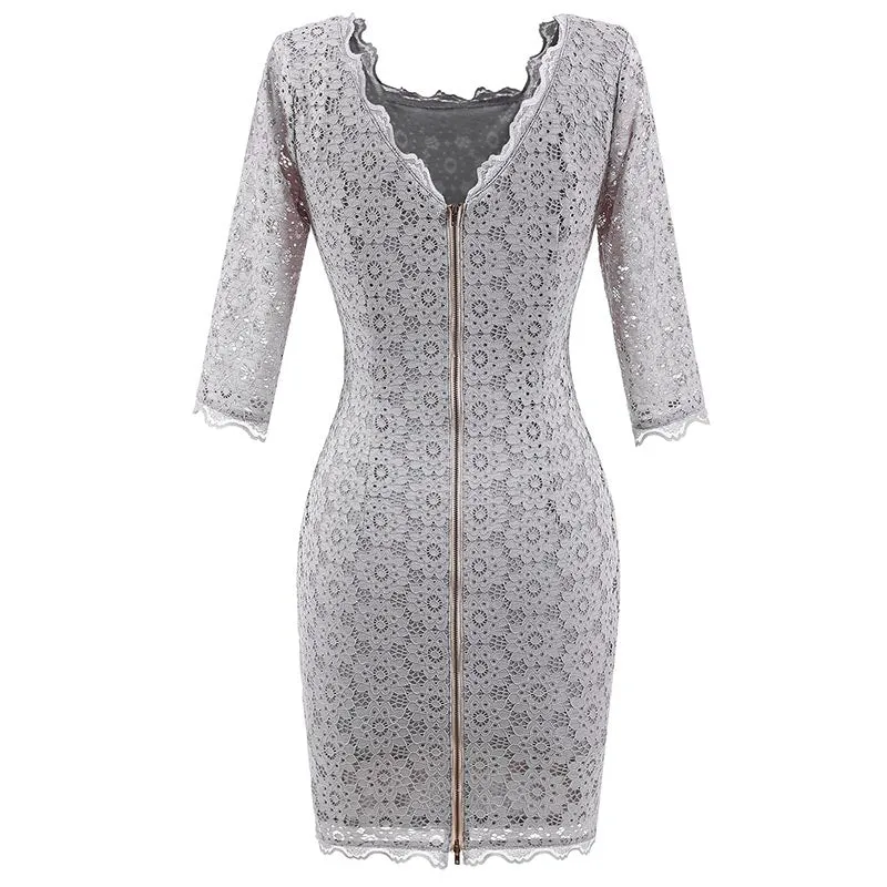 Square Collar Lace Bodycon Dress #Bodycon Dress #
