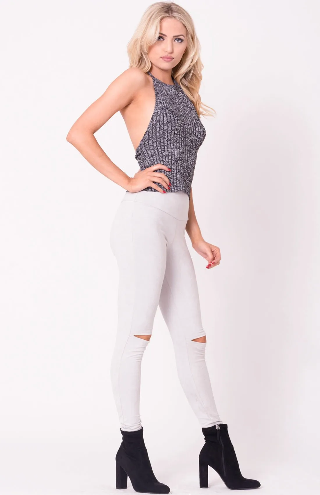 TWO TONE KNIT CROP TOP
