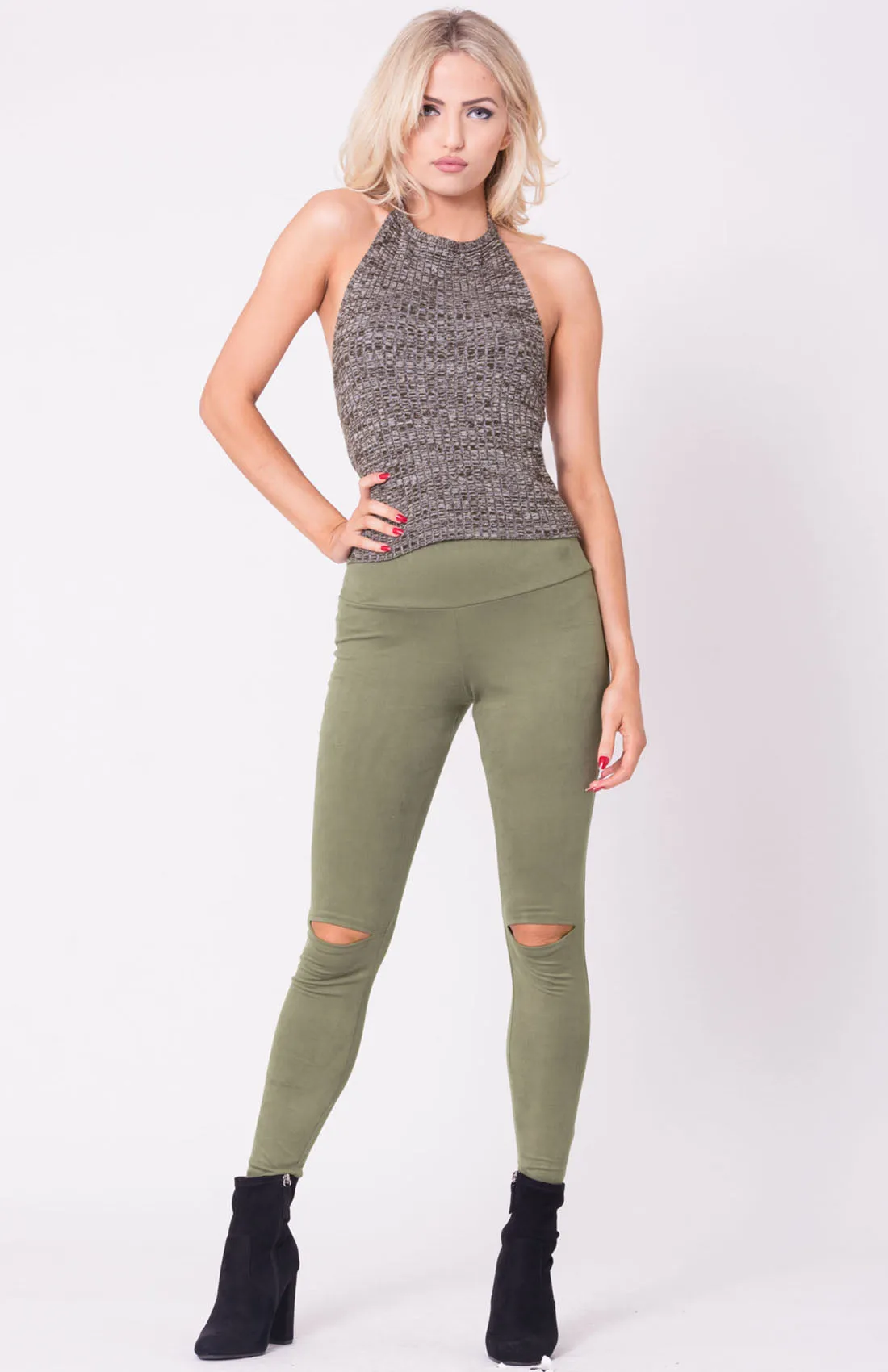 TWO TONE KNIT CROP TOP
