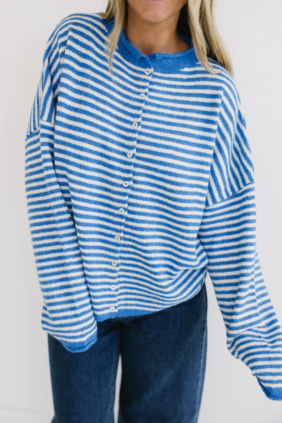 Tyler Stripe Cardigan - Blue