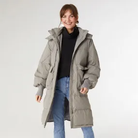 Vale Relaxed Down Puffer Jacket with Hood - Silver Sage - Final Sale
