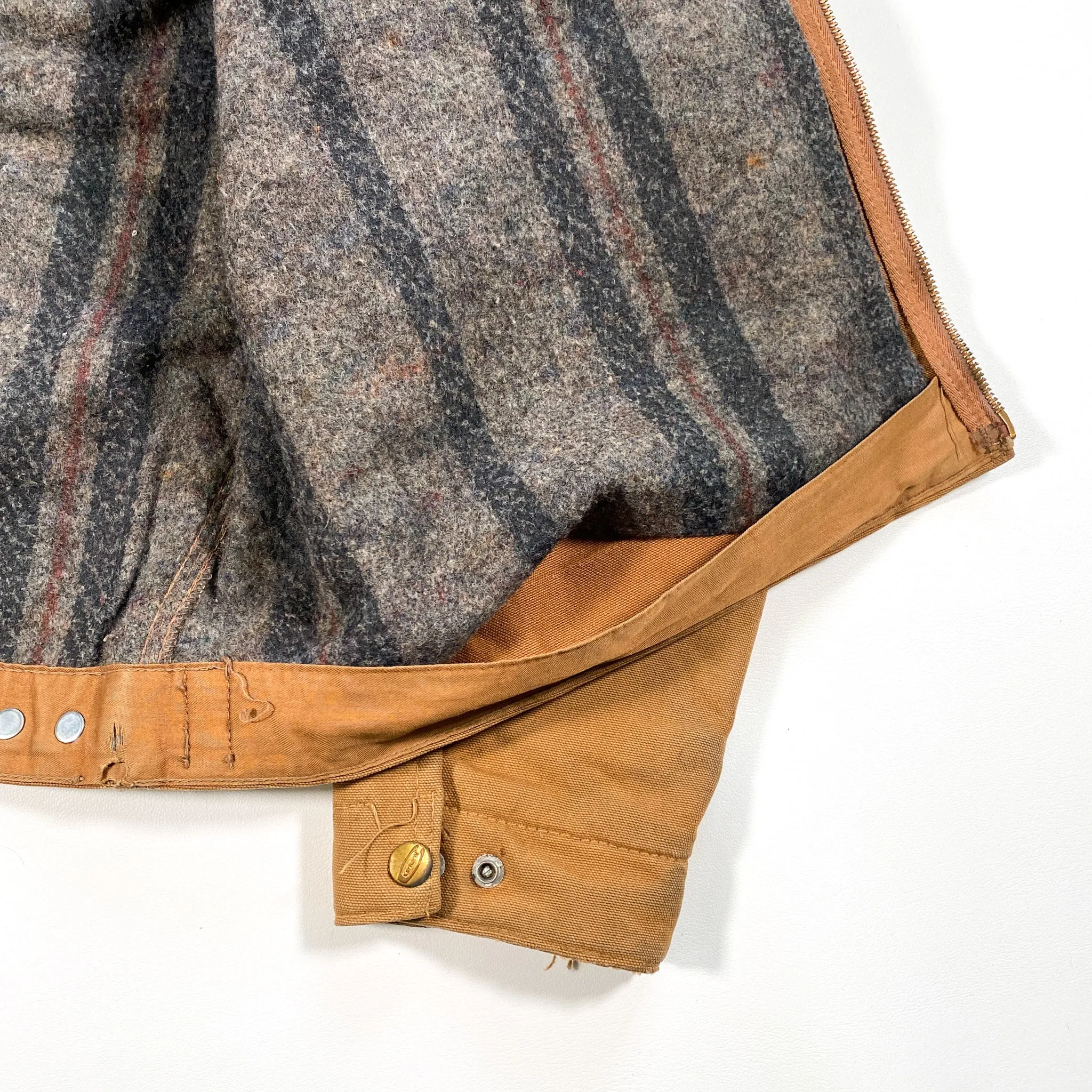 Vintage 1970's Carhartt Canvas Troy Blanket Lined Talon Scovill Jacket