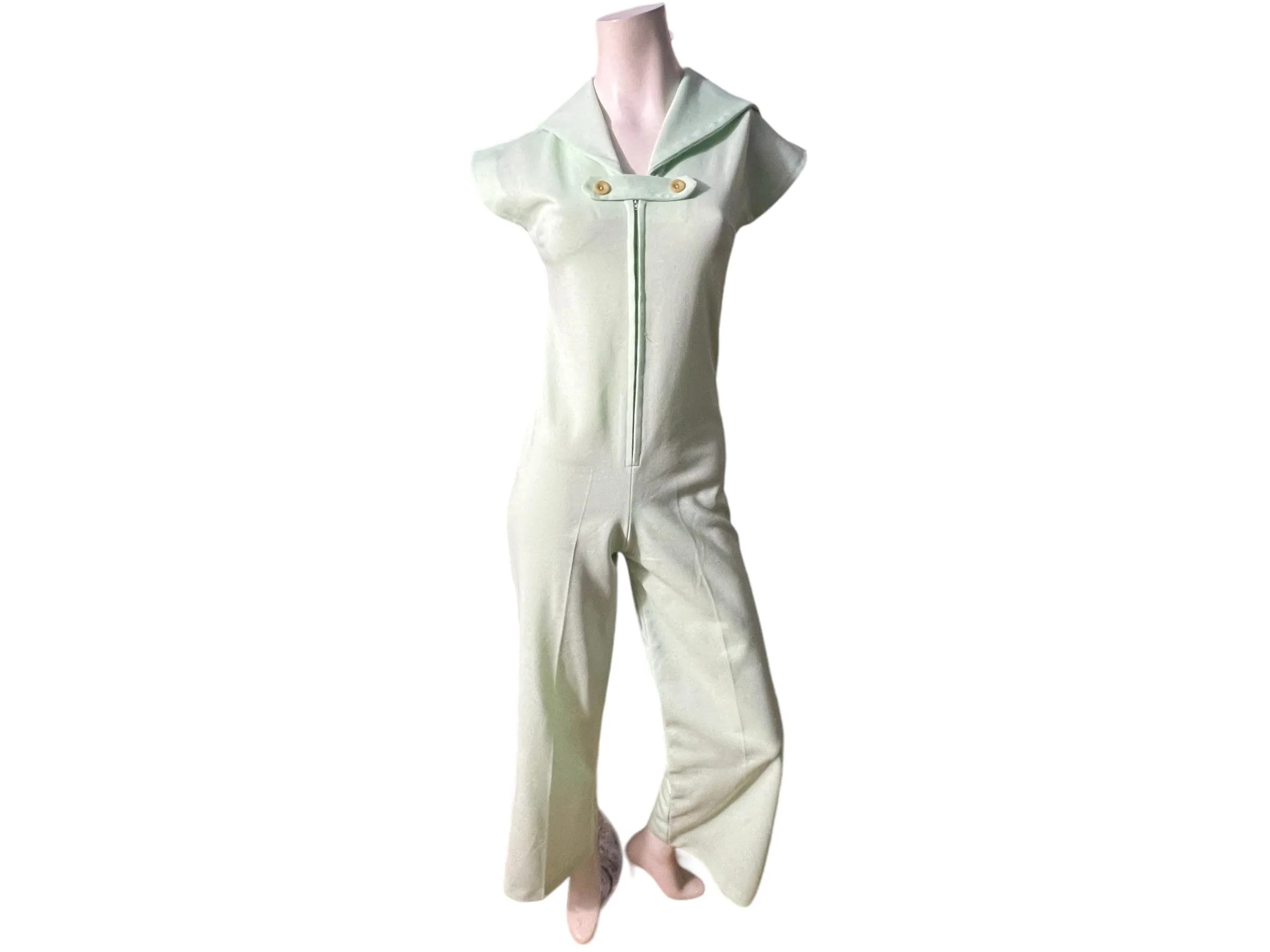 Vintage 70's mint green bellbottom jumpsuit S M