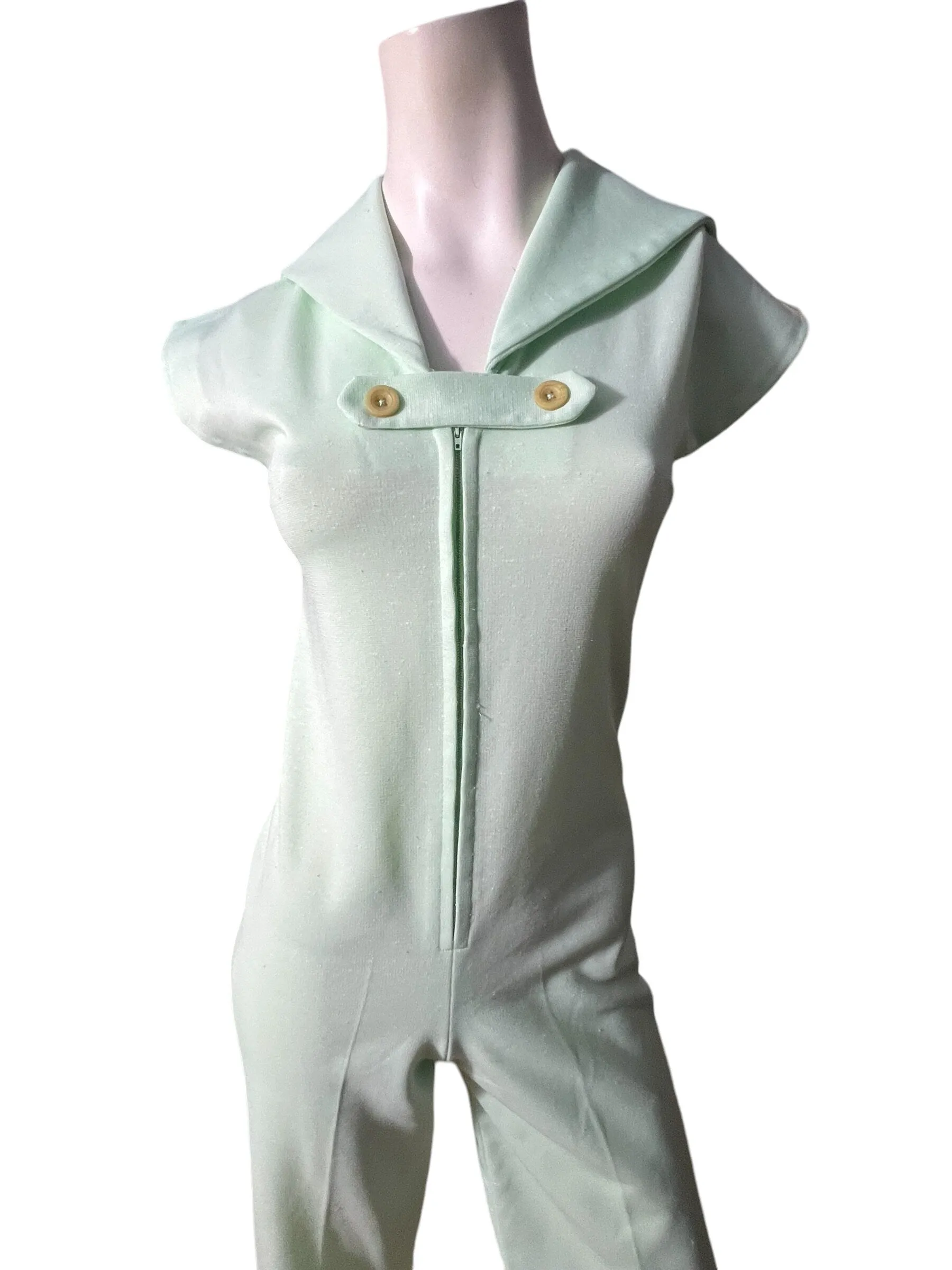 Vintage 70's mint green bellbottom jumpsuit S M