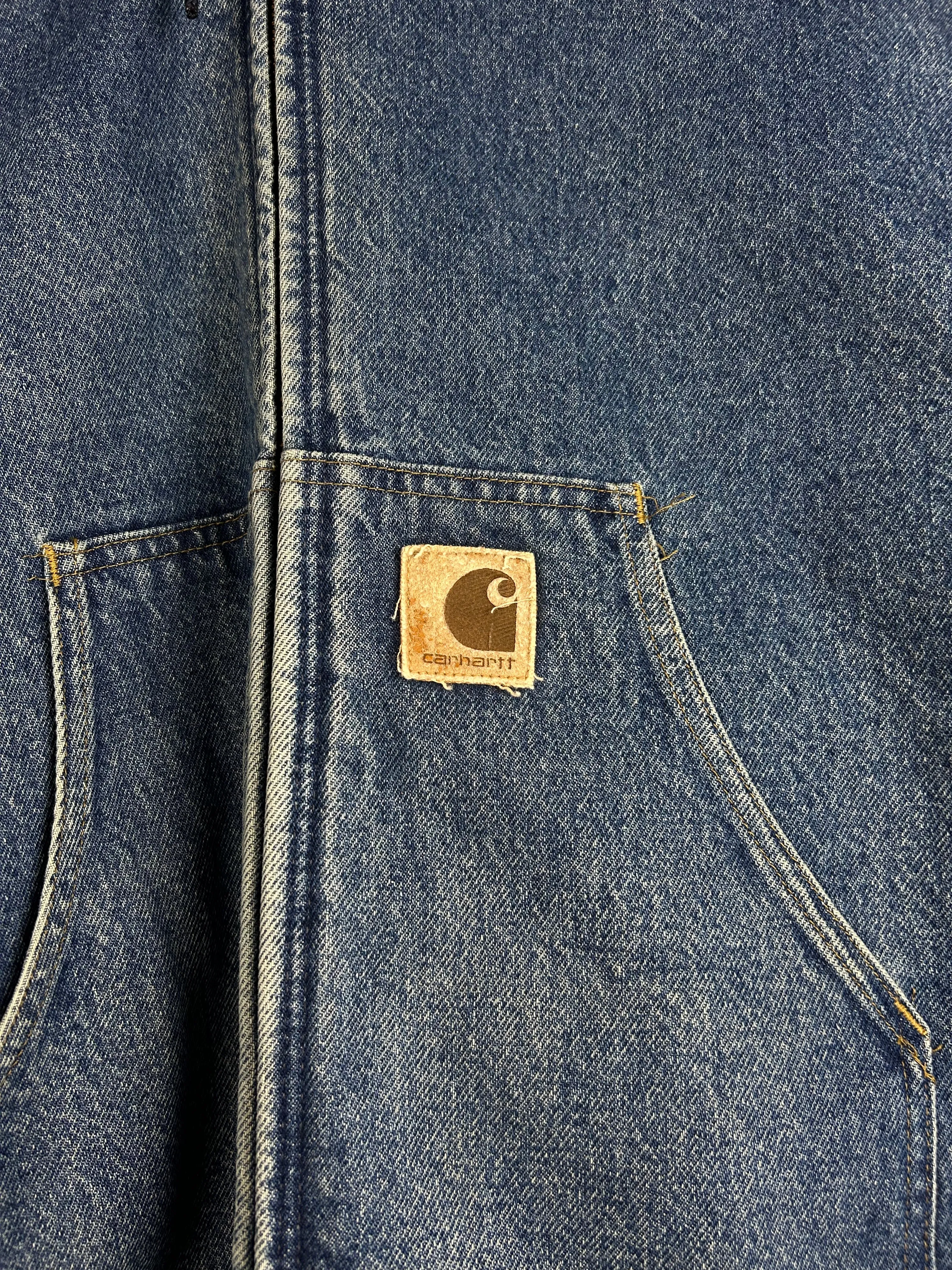 Vintage 90's Carhartt Fleece Lined Denim Active Hooded Jacket J08DST