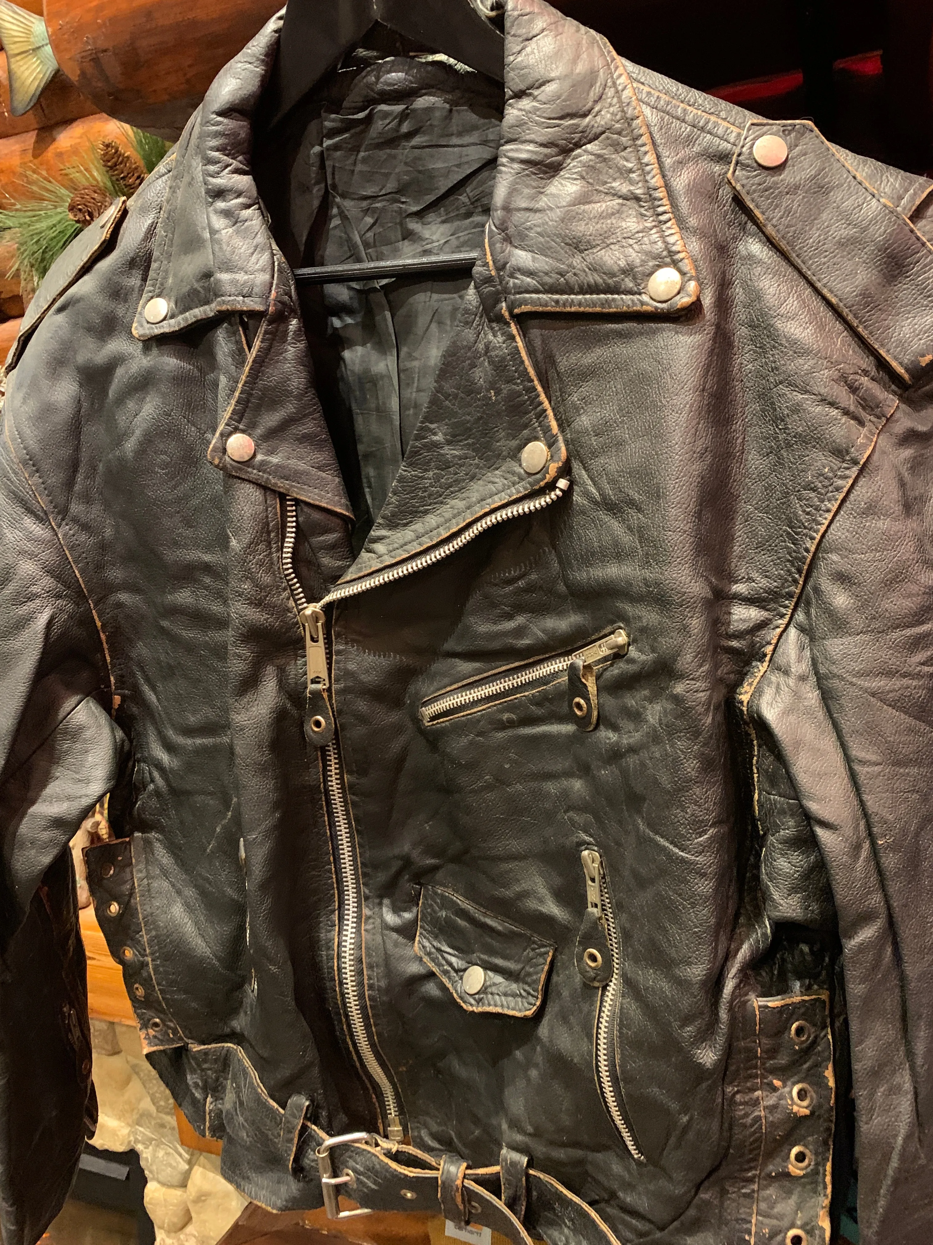 Vintage Biker Jacket, Large
