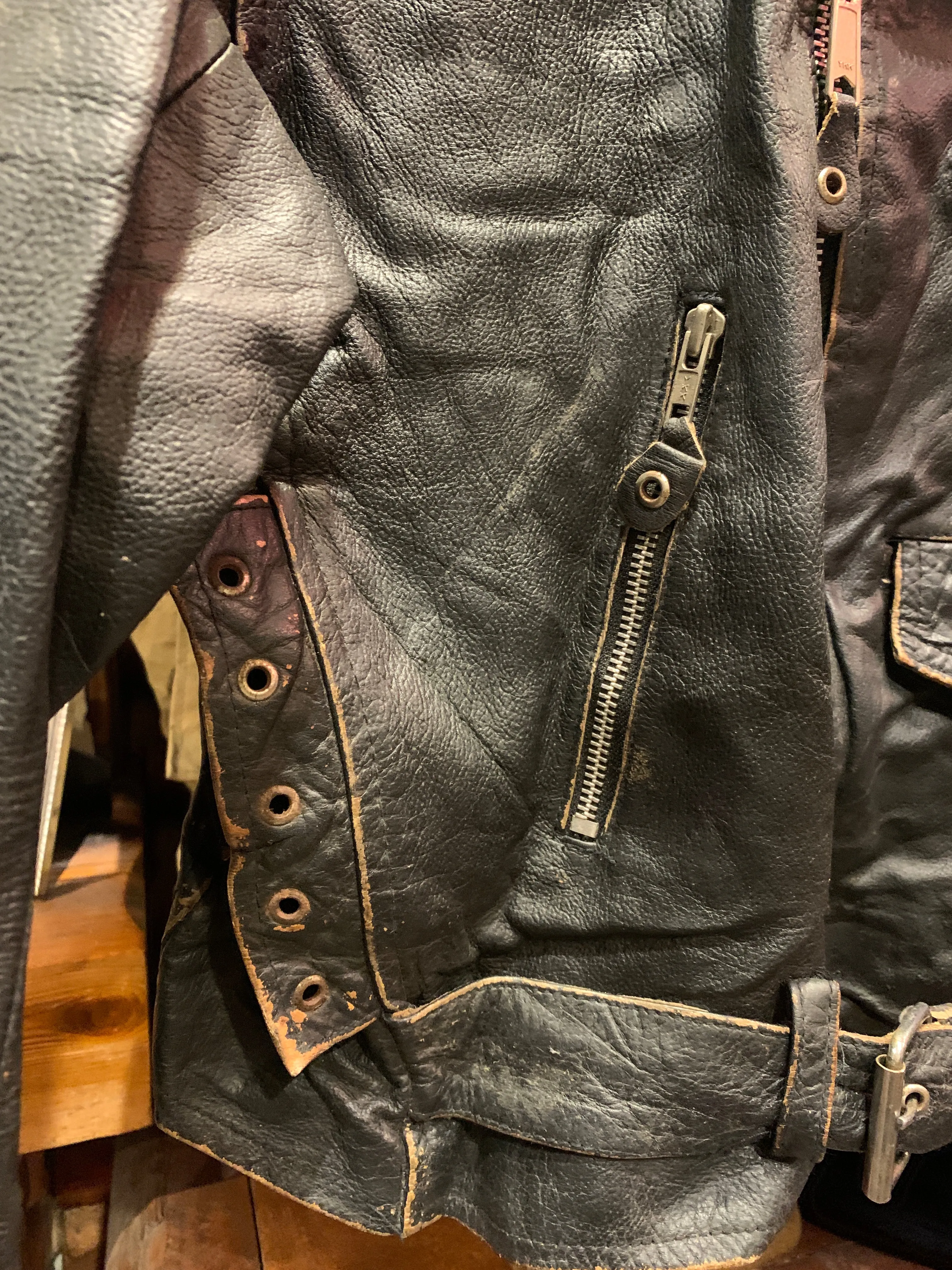 Vintage Biker Jacket, Large