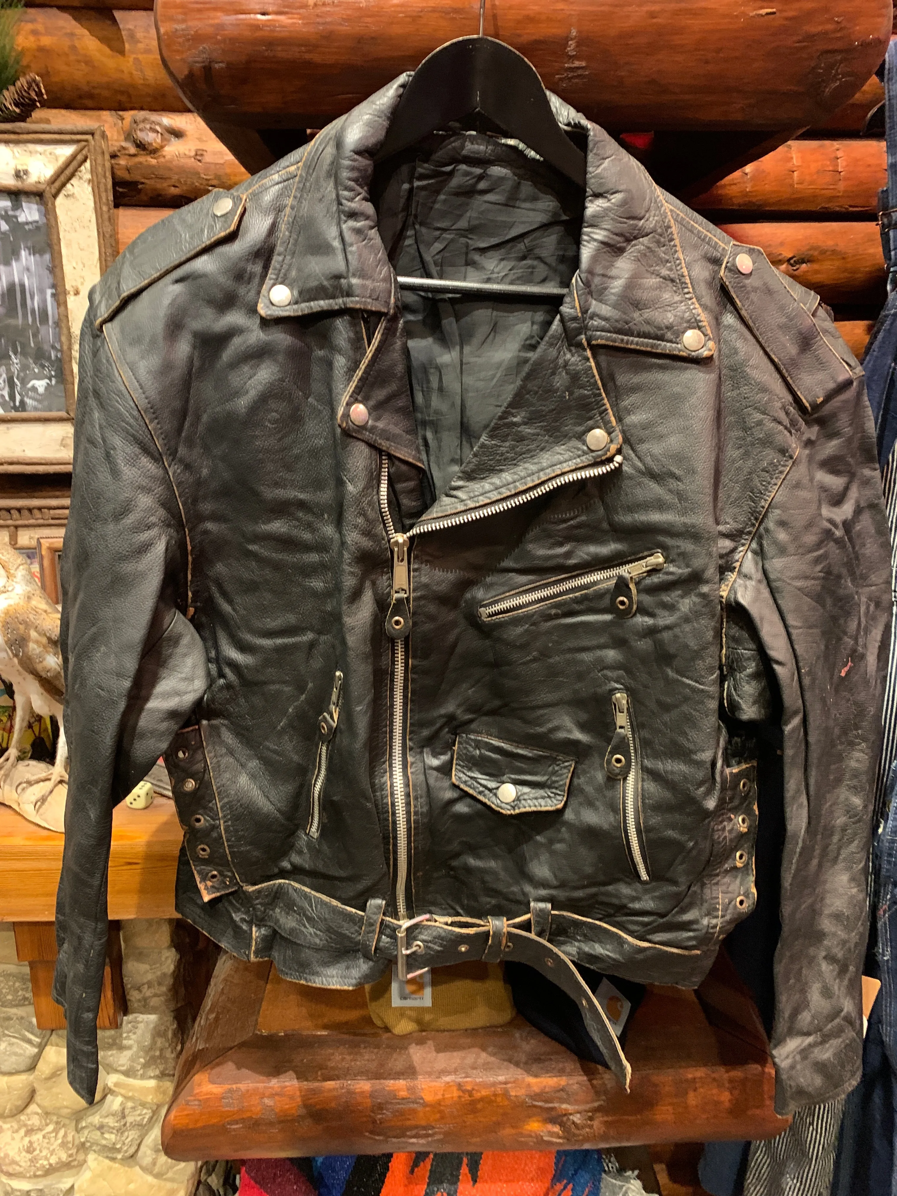 Vintage Biker Jacket, Large