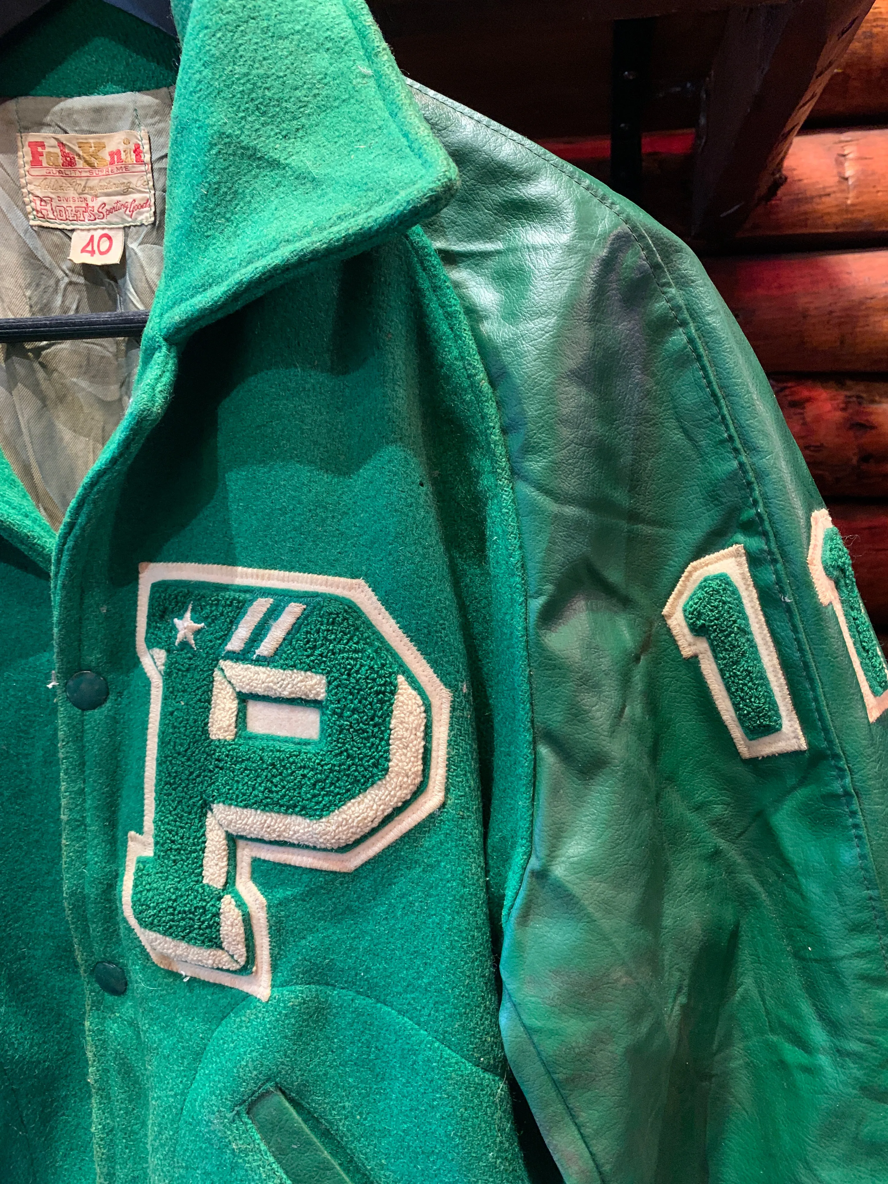 Vintage Circa 1950's-60's P Fab Knit Letterman Jacket, Small. FREE POSTAGE