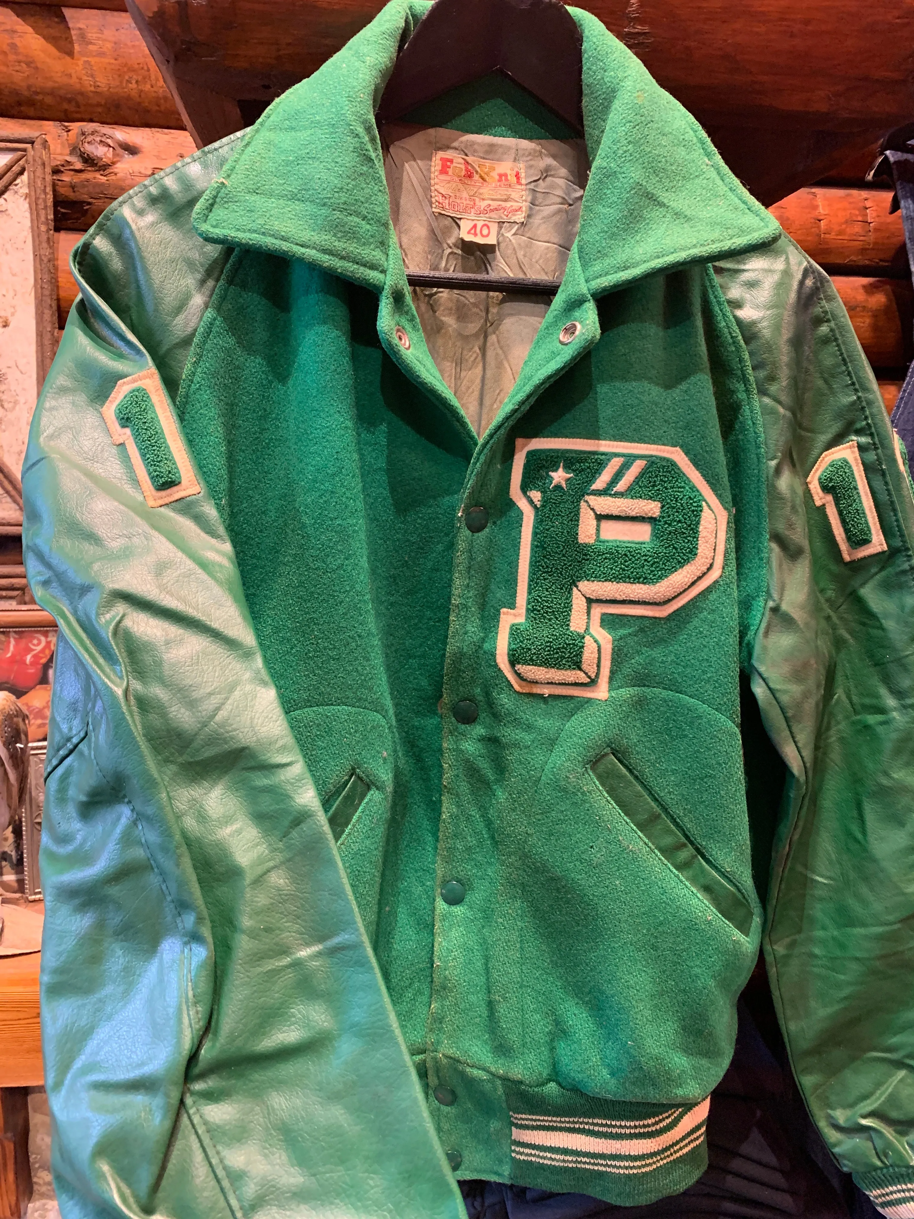 Vintage Circa 1950's-60's P Fab Knit Letterman Jacket, Small. FREE POSTAGE