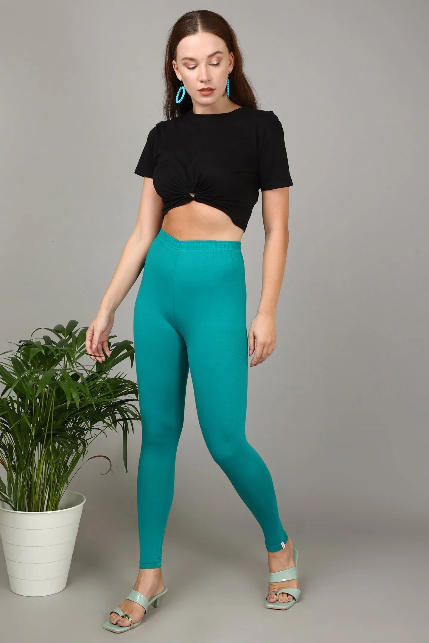 VISCOSE ANKLE LEGGINGS - RAMA GREEN