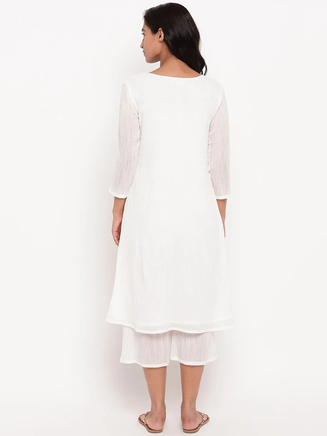 White Crinkled Kurta