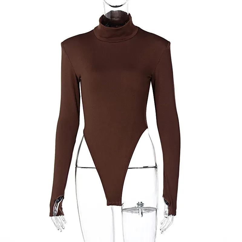 Women Backless Long Sleeve Solid Slim Bodycon Bodysuit