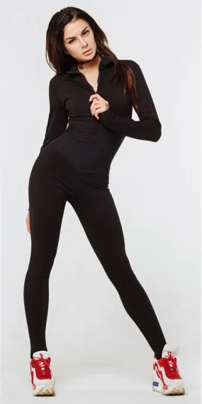 Women's Spring/Autumn Slim Fitness Bodysuit With Turtleneck
