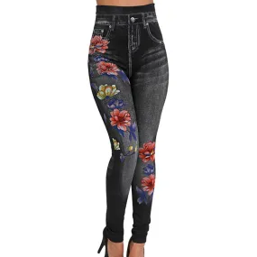 Women's Stretch Leggings With Floral Print