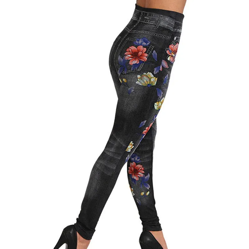 Women's Stretch Leggings With Floral Print