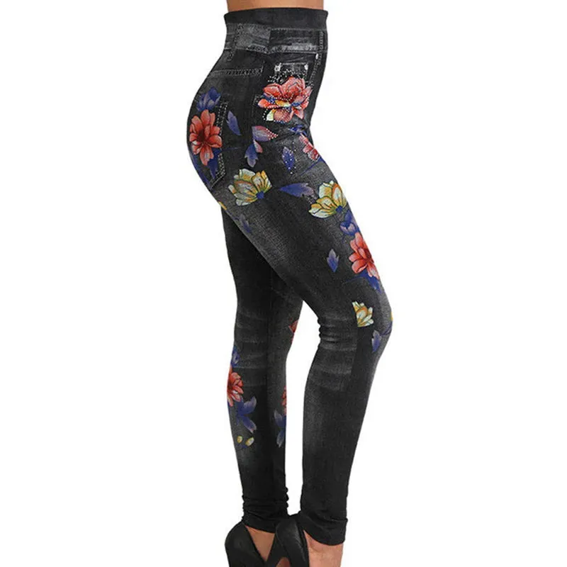 Women's Stretch Leggings With Floral Print