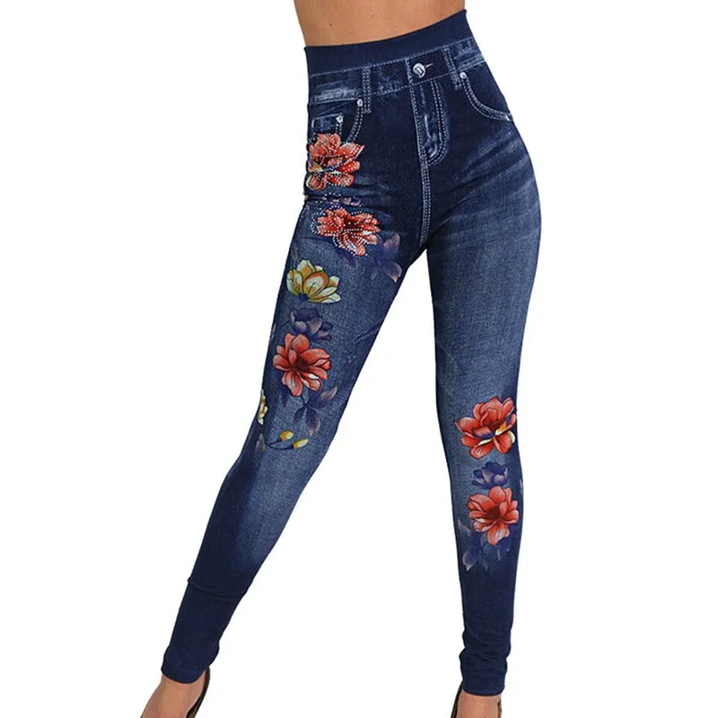 Women's Stretch Leggings With Floral Print