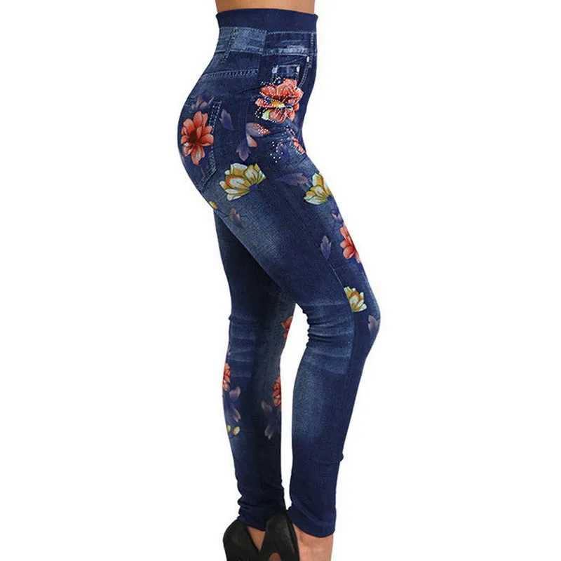 Women's Stretch Leggings With Floral Print