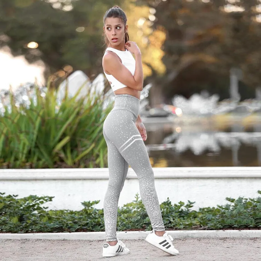 Women's Summer High Waist Elastic Fitness Leggings With Dots