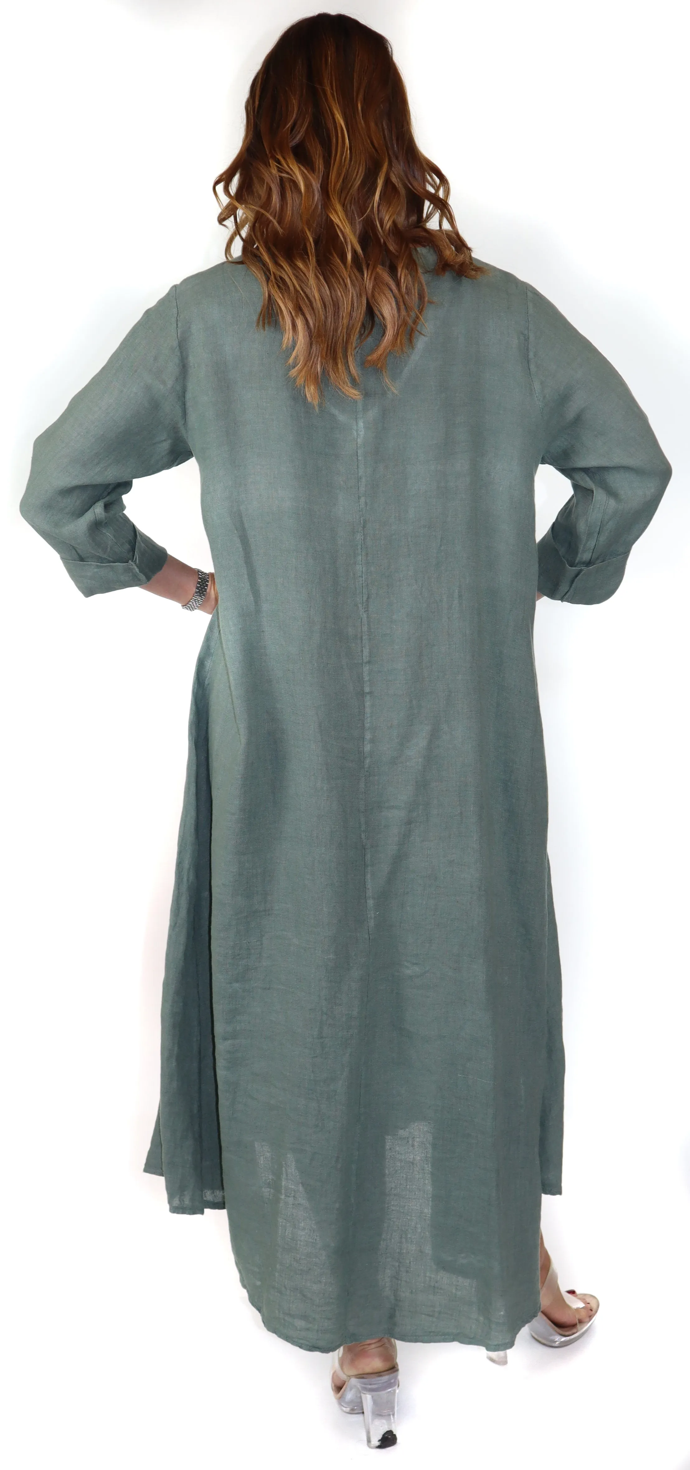 Womens Swing Maxi Dress, Loose Fitting, Made in Italy | Regular and Plus Sizes, 100% Linen