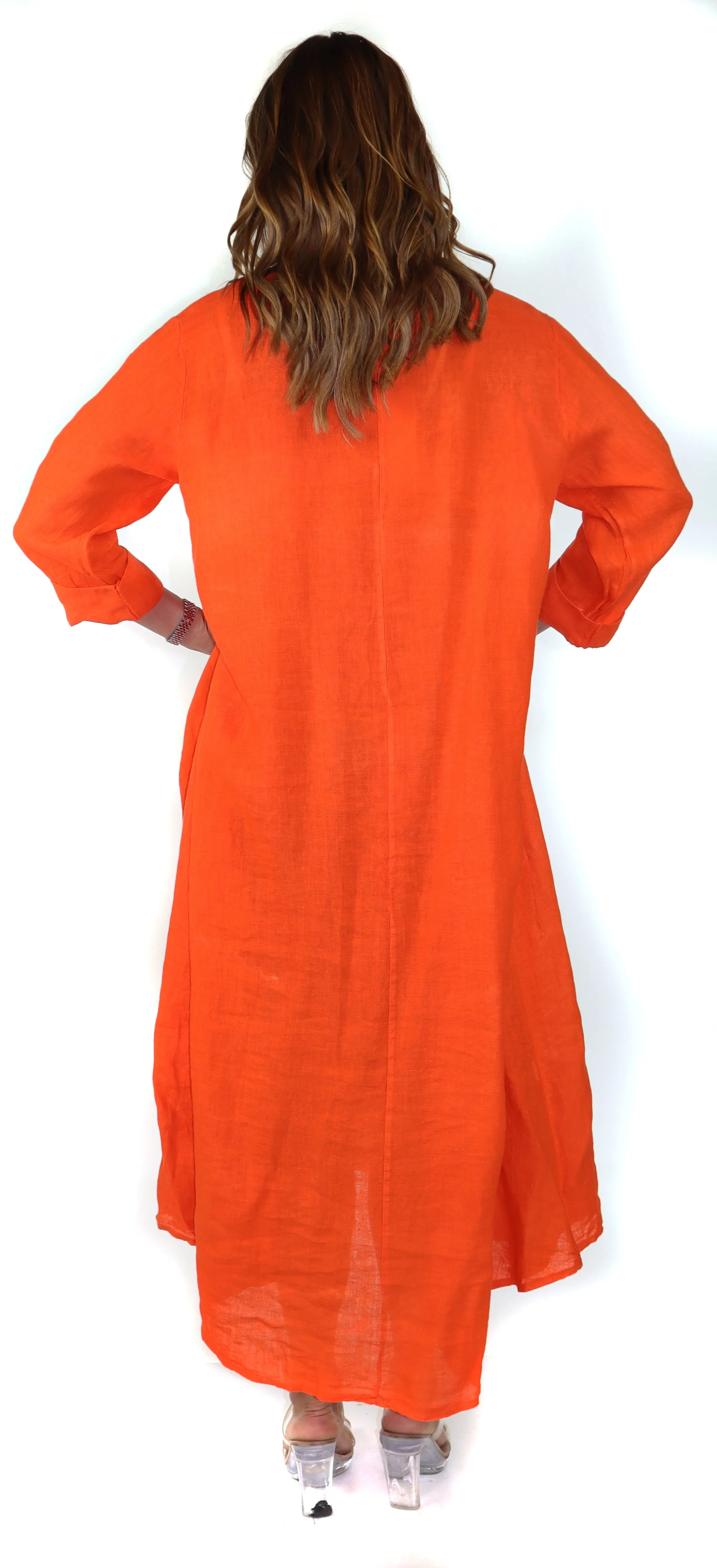 Womens Swing Maxi Dress, Loose Fitting, Made in Italy | Regular and Plus Sizes, 100% Linen
