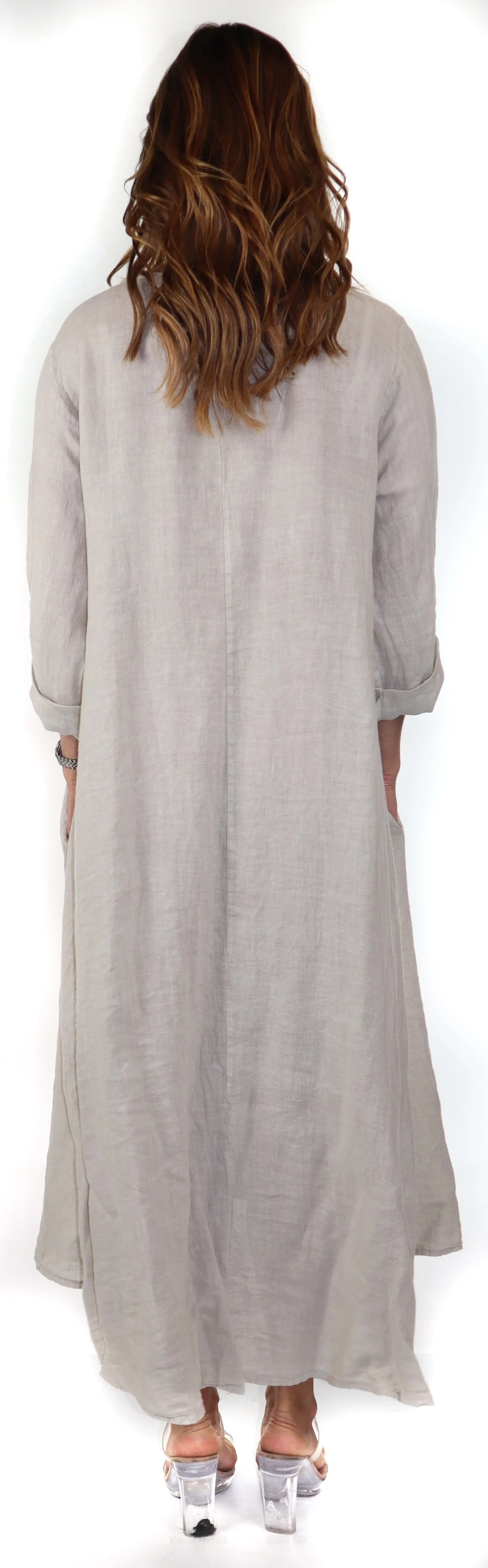 Womens Swing Maxi Dress, Loose Fitting, Made in Italy | Regular and Plus Sizes, 100% Linen