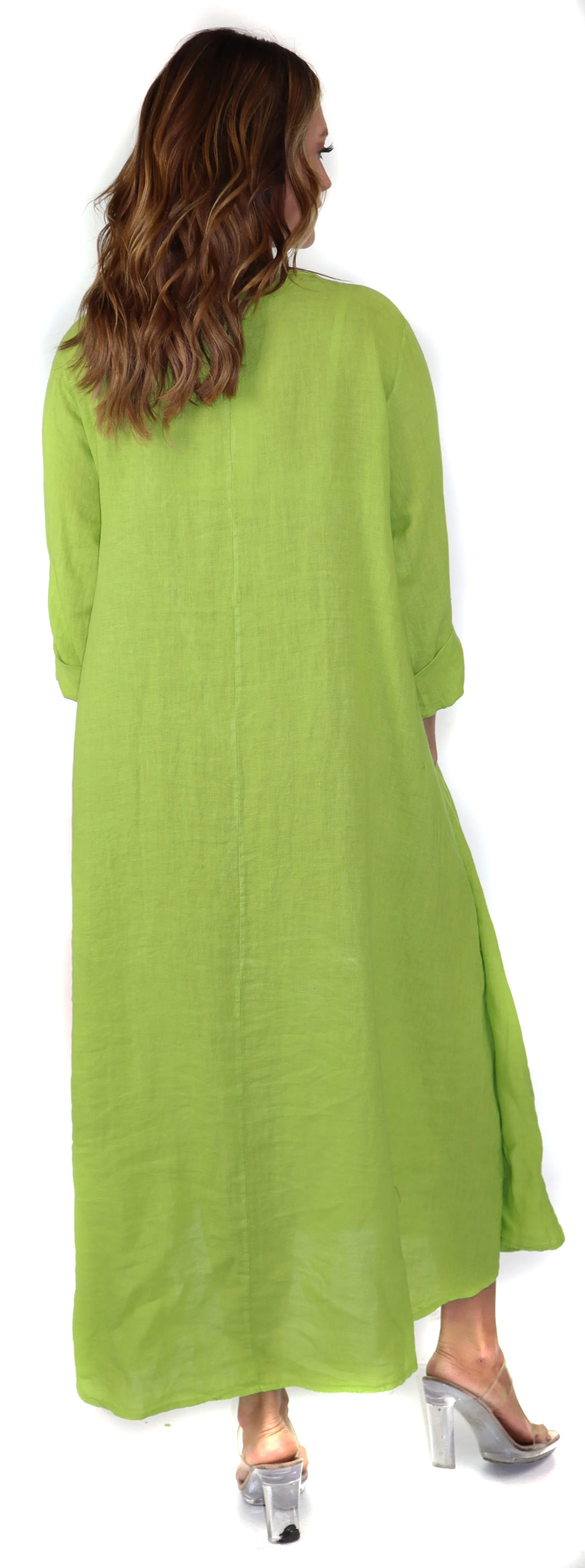 Womens Swing Maxi Dress, Loose Fitting, Made in Italy | Regular and Plus Sizes, 100% Linen