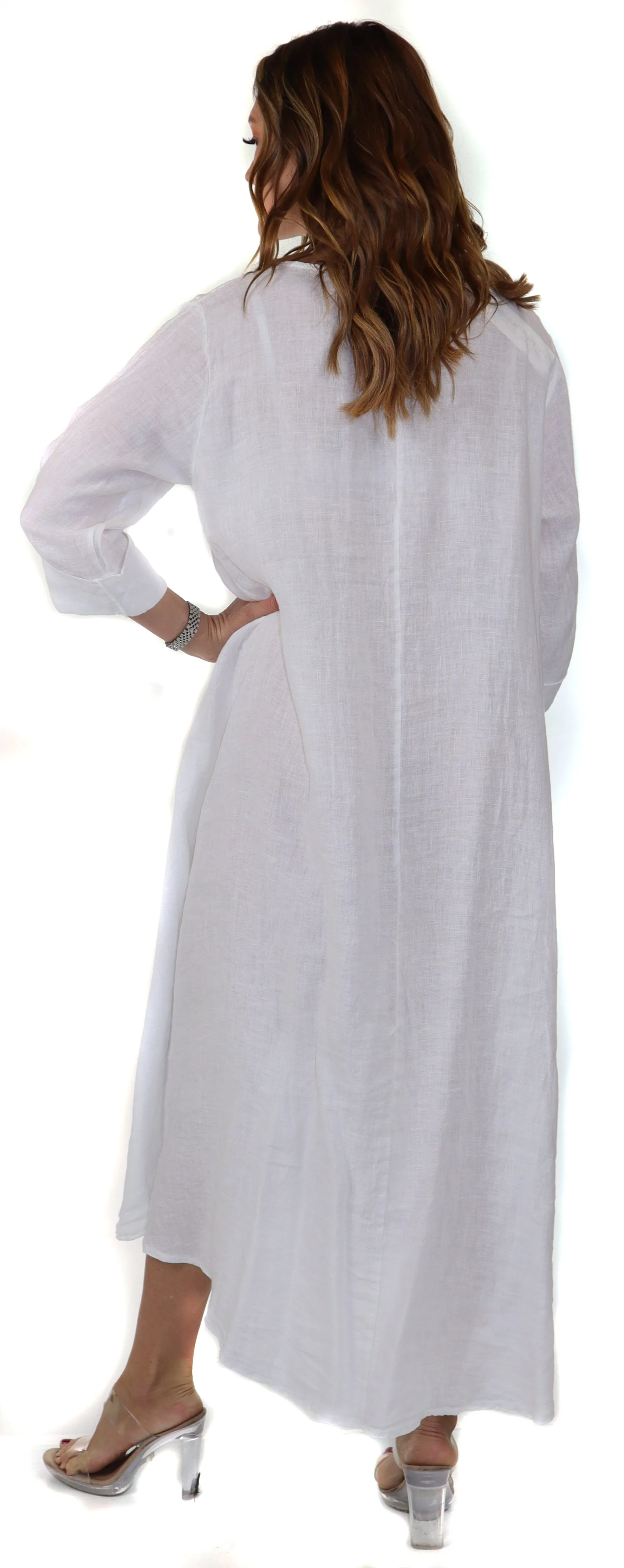 Womens Swing Maxi Dress, Loose Fitting, Made in Italy | Regular and Plus Sizes, 100% Linen