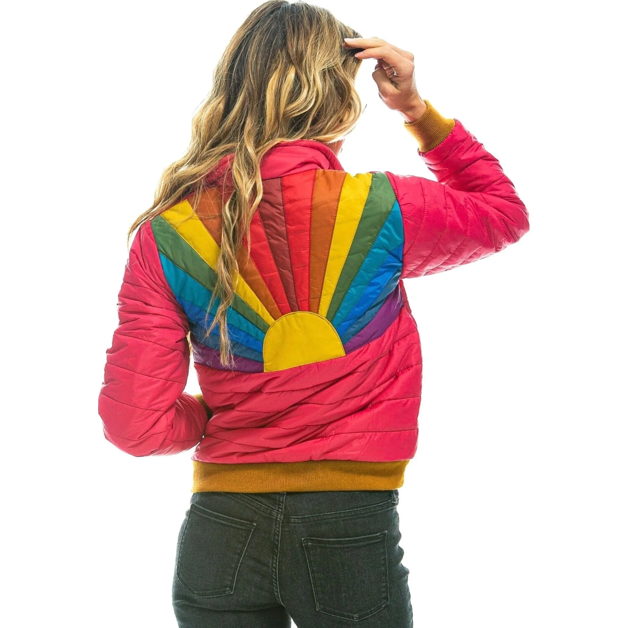 Women's Vintage Rainbow Sunburst Jacket - Pink