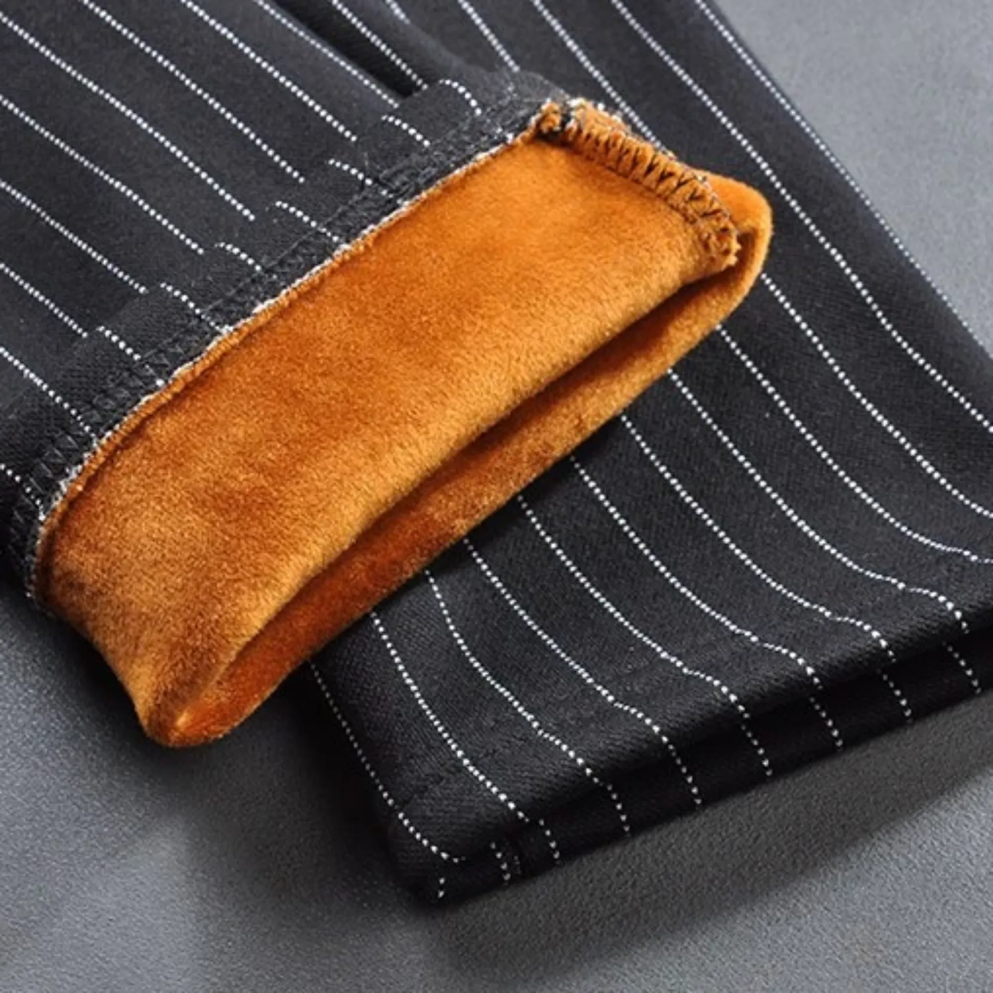 Women's Winter Casual High-Waist Striped Skinny Warm Leggings