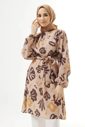 ZRF Women Belted Patterned Tunic - Mink - Norwalk