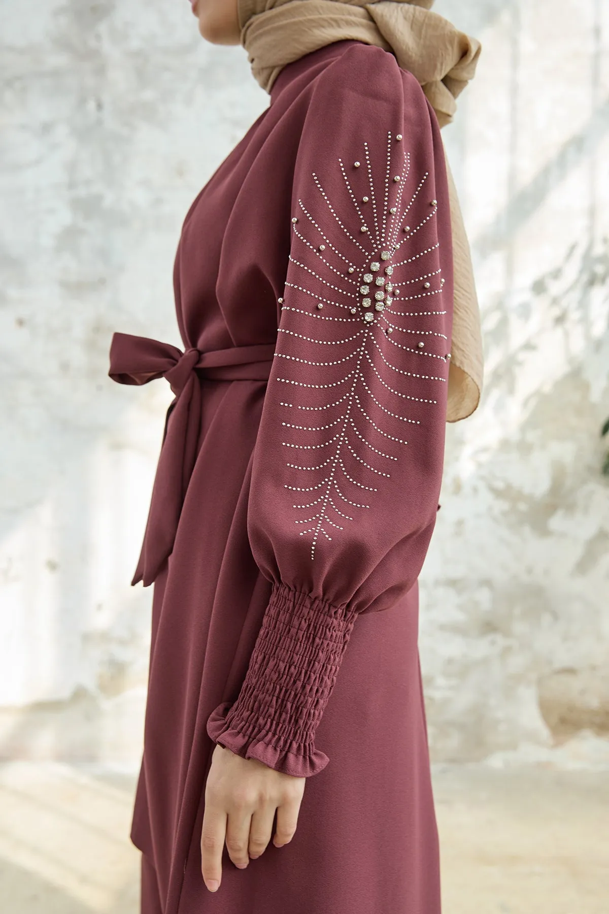 ZRF Women Stone-embroidered Set with Sleeves - Rose Pink - Rovenky