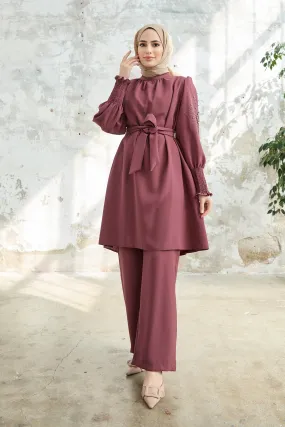 ZRF Women Stone-embroidered Set with Sleeves - Rose Pink - Rovenky
