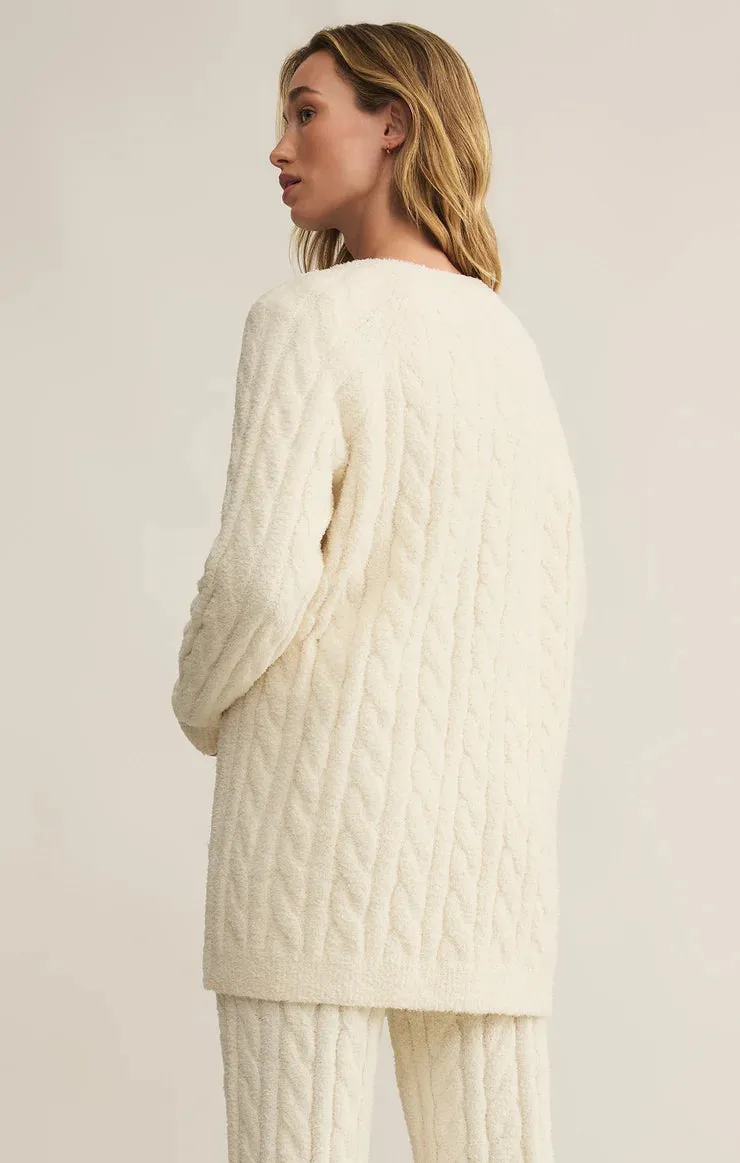 ZSU Cate Cable Knit Cardigan in Ivory